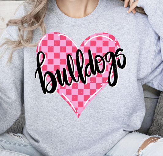 BULLDOG CHECKERED HEART